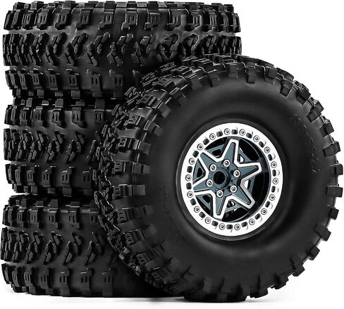 4 قطع 2.2 عجلات وإطارات زاحفة RC من Beadlock (135 ملم) - تناسب 1/10 محوري SCX10/RBX10/Wraith 90048/90018 Traxxas TRX4 (فضي) in Kuwait