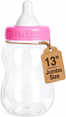8.5" Jumbo Fillable Baby Shower Bank Plastic Decoration Centerpiece (Pink, 8.5") in Saudi Arabia