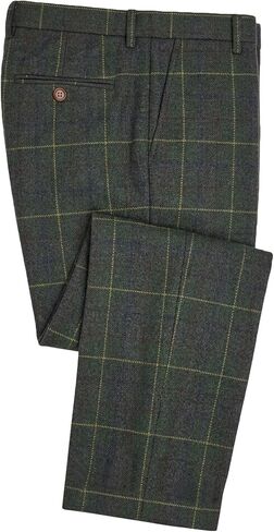 Wemaliyzd Men's Premiun Tweed Blend Flat Front Check Dress Pants in Kuwait