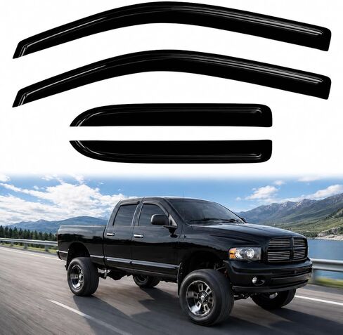 Window Visors Rain Guards for Dodge Ram 1500 Quad Cab 2002-2008, 2500/3500 2003-2009, Premium Acrylic Construction in Saudi Arabia