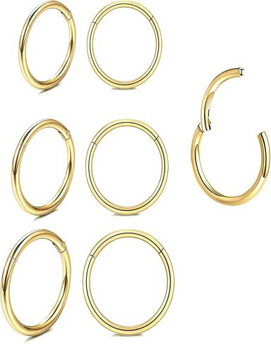Unisex Dainty Tiny 18k Real Gold Plating Cartilage Huggie Hoop Earrings, 16G Surgical Steel Small Endless Hinged Hoops Earring for Earlobe Cartilage Helix Rook Daith Conch Nose Lip Body Piercing Jewelry in Saudi Arabia
