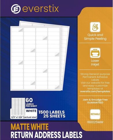 2/3" x 1-3/4", 100 Sheets, 6000 Return Address Labels for Laser & Inkjet Printers, Permanent Adhesive, Letter Size in Saudi Arabia