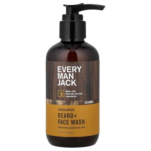 Every Man Jack Beard + Face Wash - Subtle Fragrance - Deep Cleans, Conditions, and Softens Your Beard and Skin Underneath - Naturally Derived with Aloe and Coconut - 6.7-ounce (Sandalwood, 1 Pack) in Kuwait