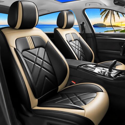أغطية مقاعد Camry مناسبة تمامًا لسيارة Toyota Camry 2013-2025 2026، أغطية مقاعد جلدية كاملة التغطية مقاومة للماء وقابلة للتنفس، واقيات مقاعد السيارات، متوافقة مع الوسائد الهوائية (5 مقاعد، أسود) in Kuwait