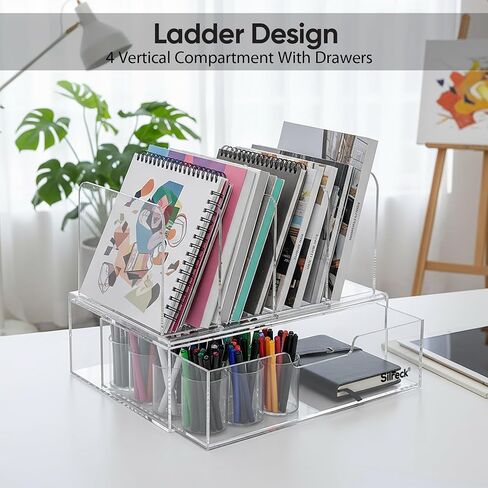 Silreck® Clear Acrylic File Organizer for Desk – Desktop Document Holder for A4 & Letter Size Papers, Sturdy Acrylic to Keep Office & Home Documents Neat in Saudi Arabia