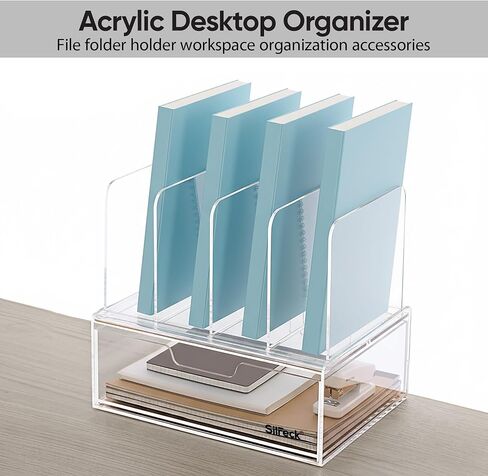 Silreck® Clear Acrylic File Organizer for Desk – Desktop Document Holder for A4 & Letter Size Papers, Sturdy Acrylic to Keep Office & Home Documents Neat in Saudi Arabia