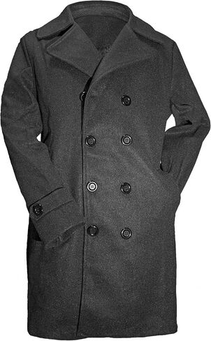 FASHINTY Men's Classical Bussiness Style Single Breasted Plaid Wool Coat #00220237 in Kuwait
