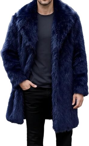 Men Faux Fur Coat Jacket Winter Mens Warm Thicker Fur Coat Outwear long Parka Overcoat in Saudi Arabia