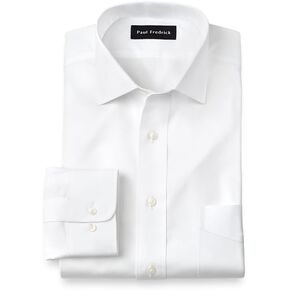 Paul Fredrick Men's Slim Fit Non-Iron Cotton Spread Collar Dress Shirt in Kuwait