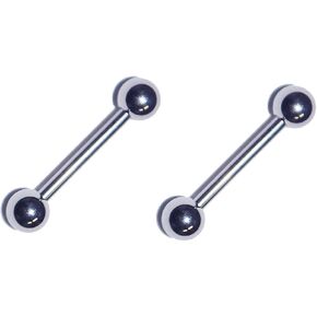 2x 14 Gauge 14g 316L Stainless Steel Straight Barbell Tongue Nipple Body Piercing Ring with Large Ball Pair Set of 2 in Kuwait