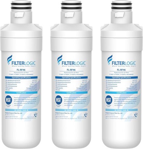 فلتر مياه الثلاجة Filterlogic LT1000PC ADQ747935 MDJ64844601، بديل لـ LG® LT1000P®/PC/PCS، LFXS26596S، LFXS28596S، LFXC22526S، ADQ74793501، ADQ74793502، كينمور 46-9980، 3 مرشحات in Kuwait