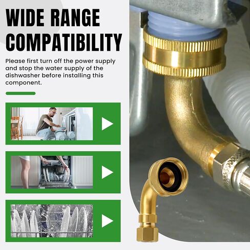 W10685193 3/4 Inch FHT Hose x 3/8 Inch Elbow Hose Fitting For Whirlpool Dishwasher By AMI PARTS in Saudi Arabia