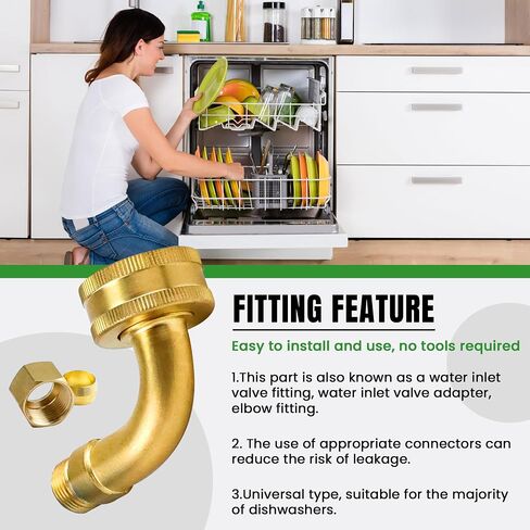 W10685193 3/4 Inch FHT Hose x 3/8 Inch Elbow Hose Fitting For Whirlpool Dishwasher By AMI PARTS in Saudi Arabia