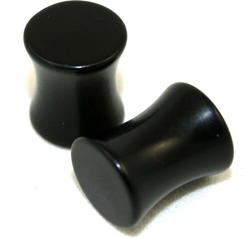 MallGoodies Black Double Flare Acrylic Saddle Earlets Solid Ear Plugs 10G to 1-1/4" (2.5mm to 32mm) in Kuwait