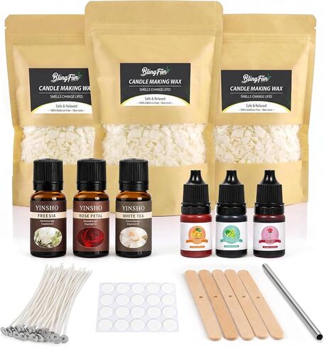 Blingfun Candle Making Kit for Beginners, Soy Wax Candle Making Supplies with Natural Soy Wax, Essential Oils, Candle Dye & Candle Wicks, DIY Home Craft Gift for Adults & Women in Saudi Arabia