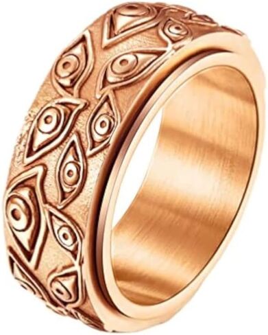 PMTIER Men's Vintage Stainless Steel Engraved Eye of God Ring Black Gold Silver Tone in Kuwait