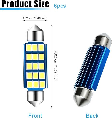 2 PCS License Plate Light Bulb 6000K White 578 LED Bulb 2835 Chipsets for LED Interior Dome Map Door Lights Car Festoon Bulbs Replacement 211-2 212-2 569 6411 6451 41 mm 42 mm in Saudi Arabia