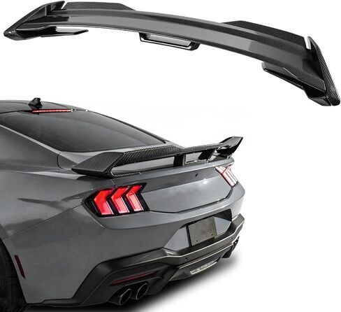 Rear Spoiler Fit for 2024 2025 Ford Mustang EcoBoost/Premium/GT/ S650 + Wicker Bill Exterior Accessories, Dark Horse Style Tail Trunk Lip Wing Carbon Fiber Style in Saudi Arabia