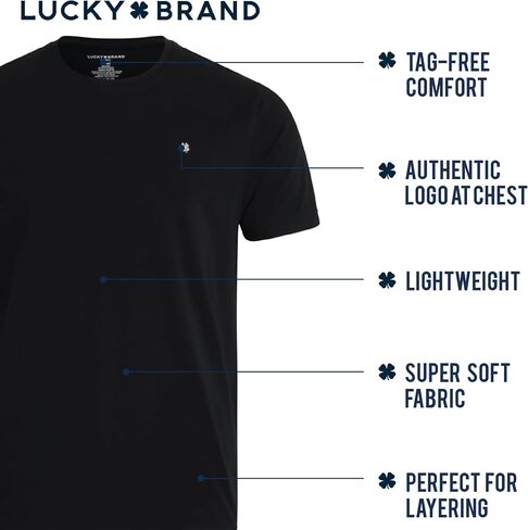 قميص داخلي رجالي من Lucky Brand - تي شيرت قطني بأكمام قصيرة ورقبة دائرية (عبوتان)، مقاس صغير، متنوع in Kuwait
