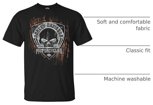 Harley-Davidson Men's Corrosion Skull Crew-Neck Short Sleeve T-Shirt - Black in Kuwait
