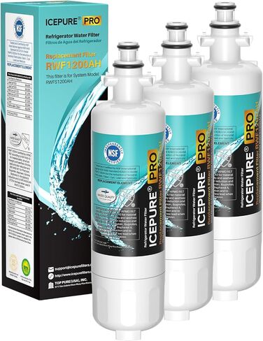 ICEPURE PRO ADQ36006101 NSF401&473&53&42 بديل معتمد لـ LG LT700P Kenmore Elite 46-9690 ADQ36006102 HDX FML-3 LT700PC LFX28968ST LFXS29626S RWF1052 RWF1200A فلتر مياه الثلاجة 3 عبوات in Kuwait