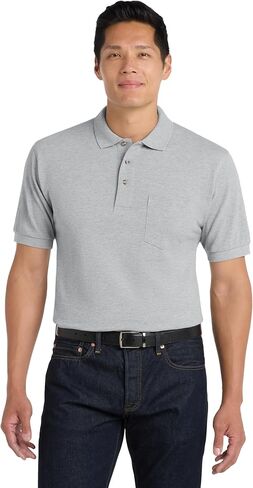 Port Authority Heavyweight Cotton Pique Polo with Pocket 2XL Black in Kuwait