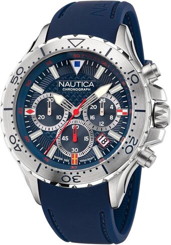Nautica Men's NST Chrono Black Silicone Strap Watch (Model: NAPNSF202) in Saudi Arabia