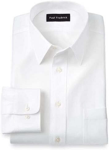 Paul Fredrick Men's Non-Iron Cotton Herringbone Straight Collar Dress Shirt in Kuwait
