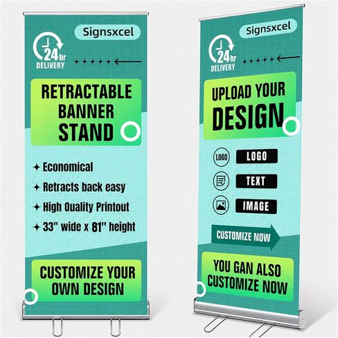 Custom Retractable Banner Stand for Business, Roll Up Banner Holder with Carry Bag, Vertical Banner Stand, Customizable Sign with Stand for Indoor Outdoor Display, Advertising,Birthday & Party-31.5" in Saudi Arabia
