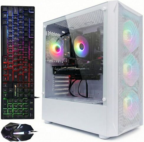 كمبيوتر مكتبي للالعاب من اس تي جي اوبرون بمعالج انتل كور I7 3.4GHz حتى 3.9GHz وRAM 16G وSSD 512G راديون RX 580 8G GDDR5 وواي فاي وبلوتوث 5.0 ومروحة RGB وكيبورد وماوس وقاعدة ماوس، W10H64 in Kuwait