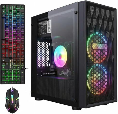 كمبيوتر مكتبي للالعاب من اس تي جي اوبرون بمعالج انتل كور I7 3.4GHz حتى 3.9GHz وRAM 16G وSSD 512G راديون RX 580 8G GDDR5 وواي فاي وبلوتوث 5.0 ومروحة RGB وكيبورد وماوس وقاعدة ماوس، W10H64 in Saudi Arabia