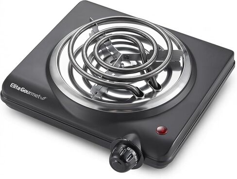 Elite Gourmet EDB-302BF# Countertop Double Cast Iron Burner, 1500 Watts Electric Hot Plate, Temperature Controls, Power Indicator Lights, Easy to Clean, Black in Saudi Arabia