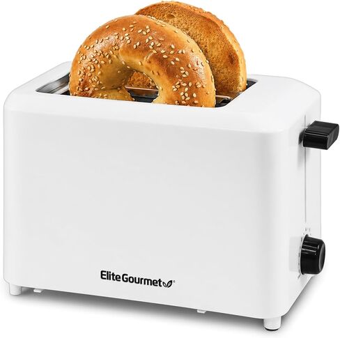 Elite Gourmet ECT-1027 Cool Touch Toaster, 7 Toast Settings Cancel Functions, Slide Out Crumb Tray, Extra Wide 1.5" Slots for Bagels Waffles Specialty Breads, Puff Pastry, Snacks, White in Saudi Arabia