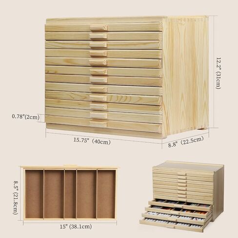 Vencer 6 Drawer Bamboo Artist Supply Storage Box with Separate Compartments for Organizing Pencil,Pen,Pastel,Marker Set,Brushes & Stamp,VAO-007 in Saudi Arabia