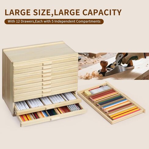 Vencer 6 Drawer Bamboo Artist Supply Storage Box with Separate Compartments for Organizing Pencil,Pen,Pastel,Marker Set,Brushes & Stamp,VAO-007 in Saudi Arabia