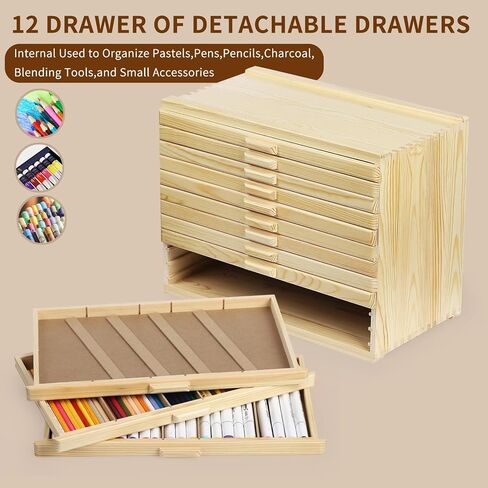 Vencer 6 Drawer Bamboo Artist Supply Storage Box with Separate Compartments for Organizing Pencil,Pen,Pastel,Marker Set,Brushes & Stamp,VAO-007 in Saudi Arabia