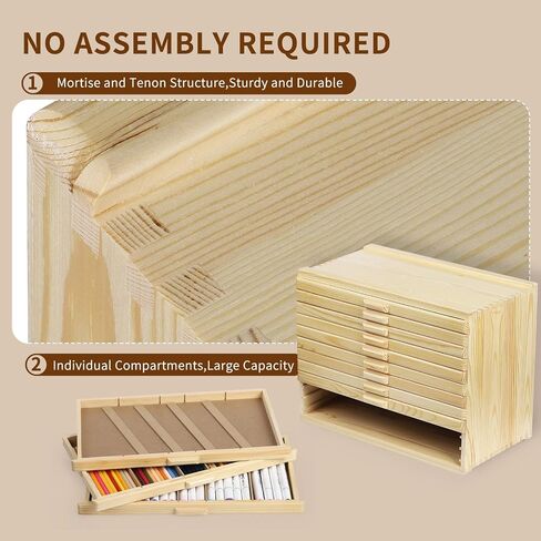 Vencer 6 Drawer Bamboo Artist Supply Storage Box with Separate Compartments for Organizing Pencil,Pen,Pastel,Marker Set,Brushes & Stamp,VAO-007 in Saudi Arabia