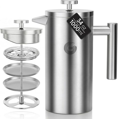 Coffee Gator French Press Coffee Maker 34 oz, Non-Toxic, Gray in Kuwait