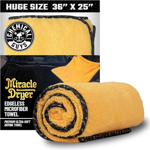 Chemical Guys ‎MIC721 Miracle Dryer Microfiber Drying Towel, (Great for Cars, Trucks, SUVs, RVs, Motorcycles & More), Yellow (36" x 25") in Saudi Arabia
