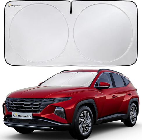Magnelex Tesla Windshield Sunshade for Model 3 / Model Y | Reflective 240T Material Car Sun Visor with Mirror Cut-Out. Tesla Model 3 Sunshade and Tesla Model Y Sunshade | Foldable Sun Shield for Tesla in Kuwait