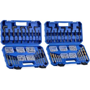 OMT Thread Repair Kit, 304pc SAE and Metric Helicoil Repair Kit with HSS Drill Bits Inserts Taps Break Off Tools, Rethreading Tools in 1/4" 5/16" 3/8" 7/16" 1/2" & M5 M6 M8 M10 M12 Sizes in Saudi Arabia