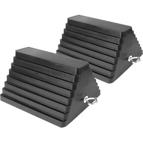 MAXXHAUL 80681 2 Pack Heavy Duty Rubber Wheel Chock with Eyebolt, 2 Pack in Kuwait
