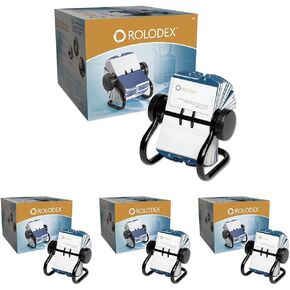 Rolodex Open Rotary Business Card File with 200 2-5/8 by 4 inch Card Sleeve and 24 Guide, 400-Card Cap, Black (67236) in Saudi Arabia