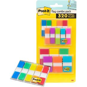 Post-it Flags Combo Pack, 4 On-The-Go Dispensers/Pack, 120 .94 in Wide and 200 .47 in Wide Flags, Assorted Colors (683-XL1) in Kuwait