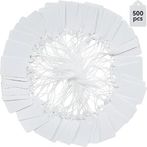 Brothersbox Price Tags with String Attached, 1000pcs White Marking Merchandise Strung Tags Writable Label Hang Tags for Pricing Gift Jewelry Clothing Yard Sale Garage Supplies 1.75 x 1.093 inch in Saudi Arabia
