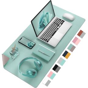 Aothia Double-Sided PU Leather Desk Pad - Non-Slip Large Mouse Pad & Desk Mat for Office, Home - Waterproof, Easy to Clean, Durable Dual-Sided Surface (36" x 17", Black) in Saudi Arabia