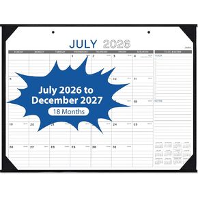 2023-2024 Desk Calendar - 18 Months Large Desk/Wall Calendar, 17" x 12", Jul. 2023 - Dec. 2024, Desk Calendar 2023-2024 with Corner Protectors, Ruled Blocks, Easy Planning - Black Flower in Kuwait