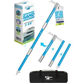SAND SHARK SANDSHARKANCHOR.COM SandShark Supersport Boat Anchor - Shallow Water Anchor Pole - Great Jet Ski Anchor, PWC Anchor, Pontoon Boat Accessories for Beach and Sandbar - Adjusts 29"-48" w/Case in Saudi Arabia