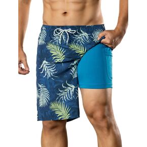 BRISIRA Mens Swim Trunks 9 Inch Inseam Board Shorts with Compression Liner Swimsuit Bathing Suit Quick Dry Cargo Pocket in Saudi Arabia
