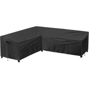 PureFit Outdoor Sectional Sofa Cover Waterproof Curved Patio Furniture Covers for Deck, Lawn and Backyard, 90Lx34Dx32Hx46FL, Grey in Kuwait